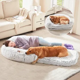 Human Dog Bed 71 X 43 X12 Dog Beds For Large Dogs Foldable Plush Washable Dog Bed For People Doze Off, Orthopedic Dog Beds For Humans Size Fits Y (Option: Gray)