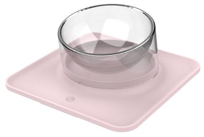 Pet Life 'Surface' Anti-Skid and Anti-Spill Curved and Clear Removable Pet Bowl (Color: PINK)